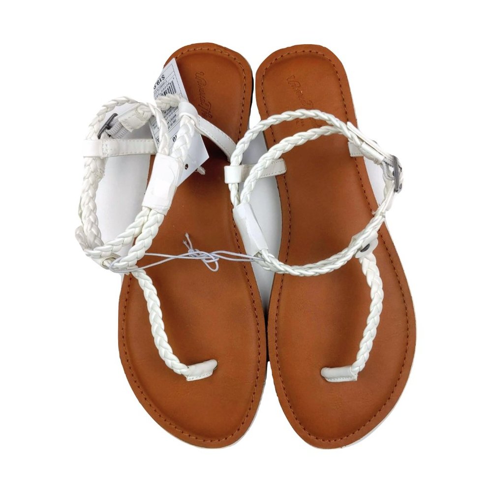Universal Thread  White Braided Ankle Wrap Sandals